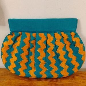 Moyna Blue and Orange Zigzag Clutch